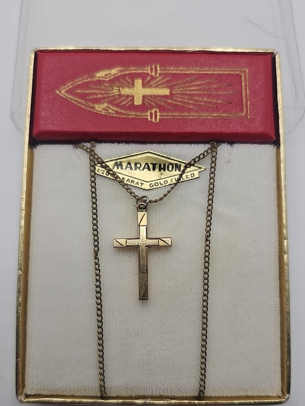 Marathon Vintage Cross Necklace Mens Womens Size 18 Gold Filled Religious Y2K